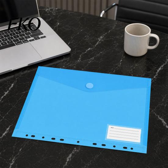 Project Document Organizer Plastic File Folder with Label Pocket, Hook And Loop Closure Clear Curved Flip Cover Poly Envelope Folder, A4/A5/A6