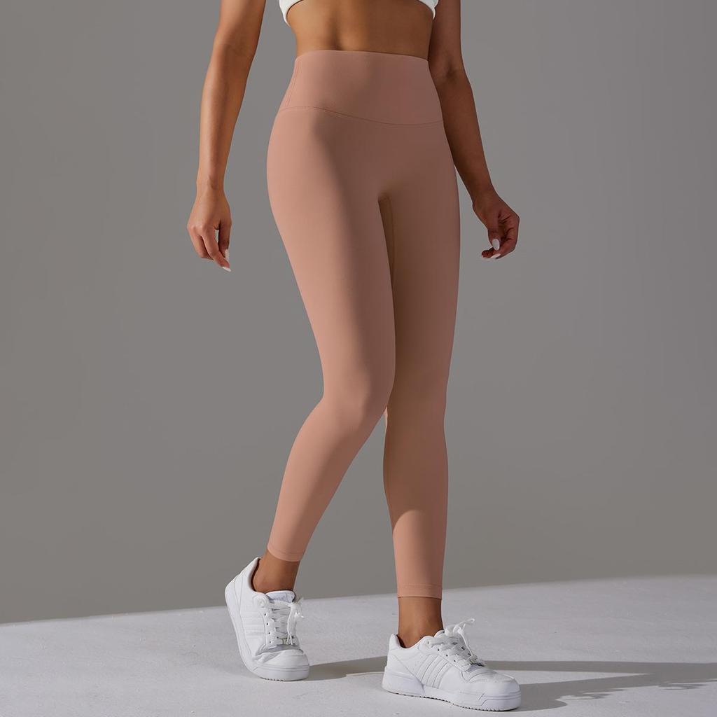 Nude Skin-friendly Yoga Pants Women Without Awkward Line High-waisted Bottoms To Lift The Buttocks Elastic Fitness and Sports Nine-minute Pants
