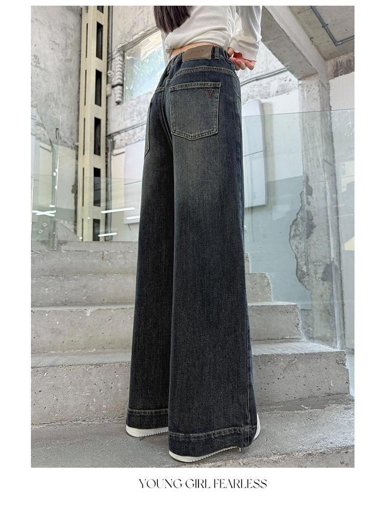 Girls' Wide-Leg Jeans with Stylish Back Pocket, Coffee Color – Autumn 2025