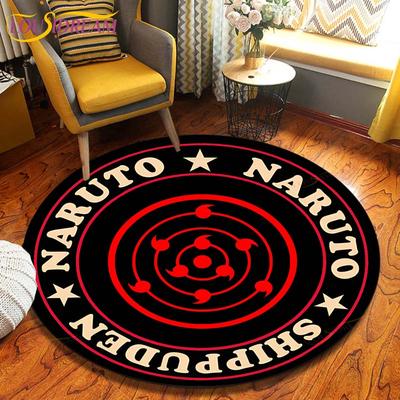 Anime Naruto Round Carpet Floor Mat Bedroom Flannel Animal Rug Anti-Slip Baby Play Mat Kids Room Decoration Mats