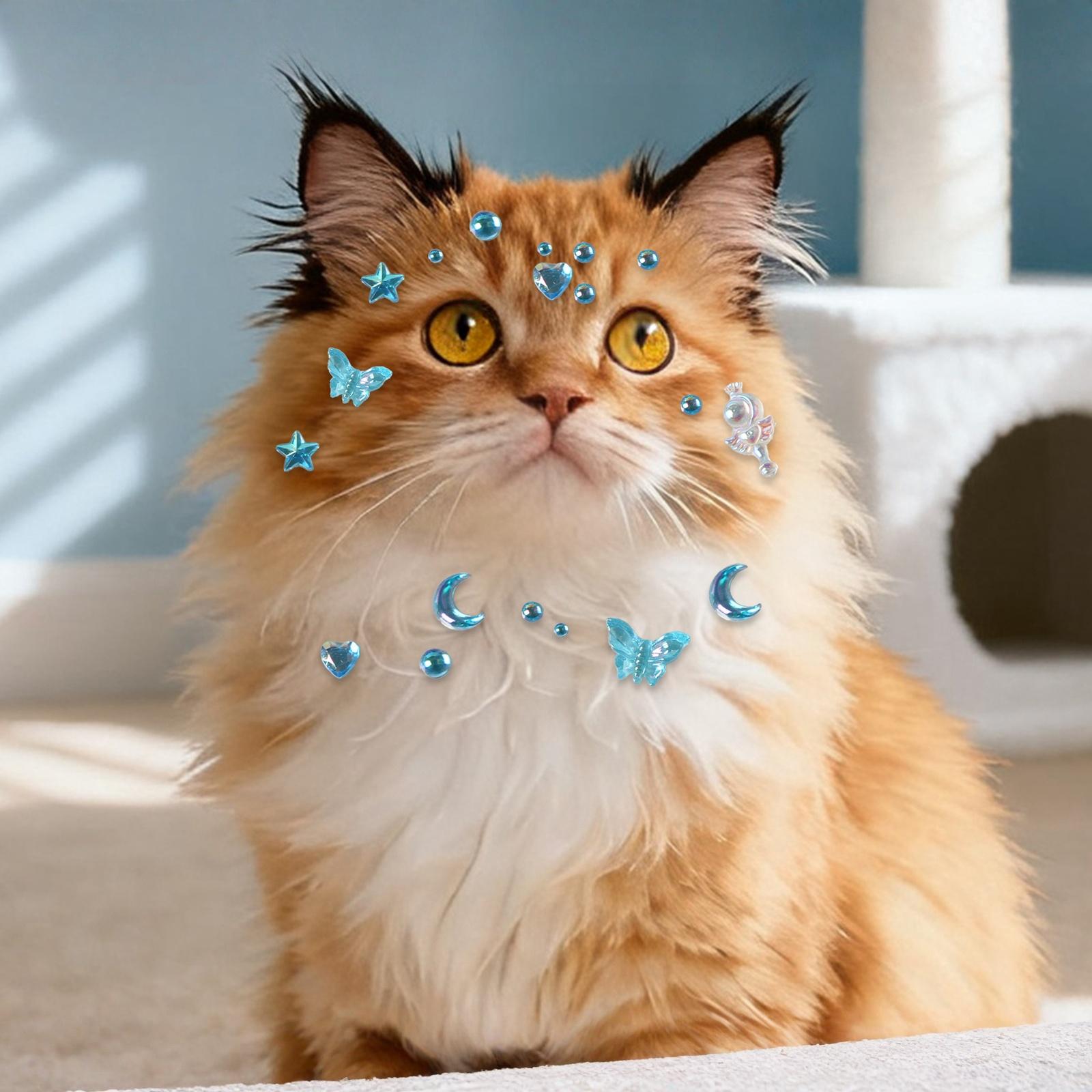 

Cartoon Diamond Pet Stickers Creative DIY Photo Props Decor for Cats Dogs one size синий