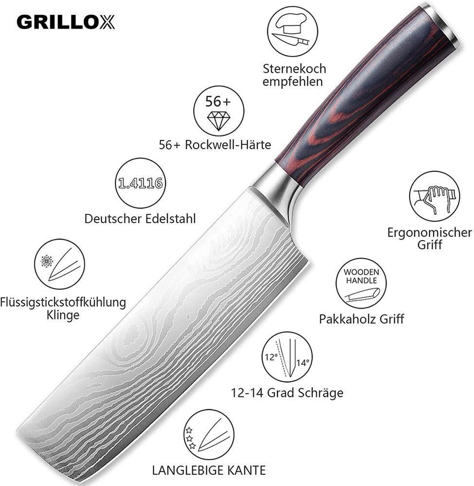 GRILLOX Chinese Knife Cleaver 17cm Kitchen Knife Chef's Knife Sharp