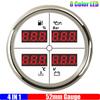 8 Color LED 52mm Digital Gauge Car Boat Yacht Multi 4 IN 1 0-190ohm Fuel Level Gauge+Oil Pressure+Water Temp+Voltmeter Custom