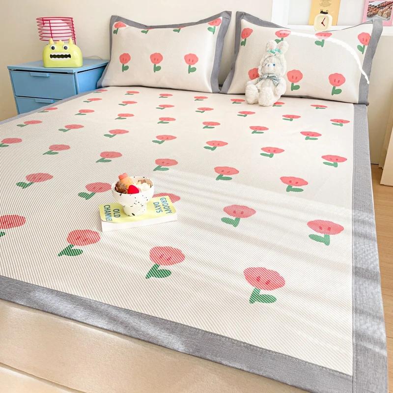 Premium End Animated Ice Silk Bed Mat Summer Cool Down Sleeping Mat Bed Adult Child Washable Cooling Bed Pad and Pillowcases