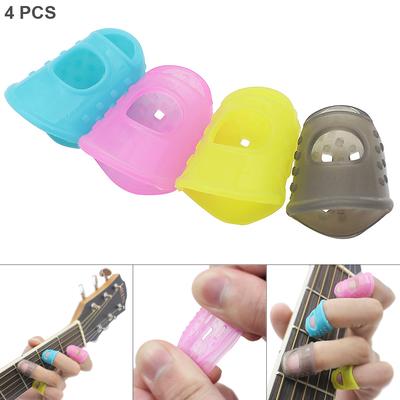 4pcs/lot Silicone Guitar Pick Fingertip Cover Pressed String Finger Protector for Ukulele Banjo