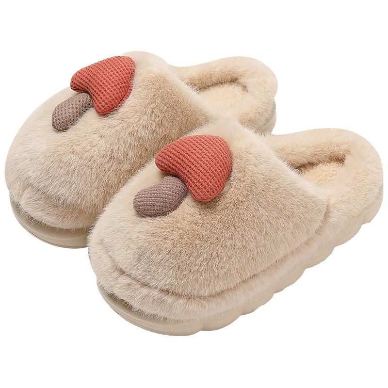 Cotton slippers winter new home indoor thick bottom plush warm fluffy slippers autumn and winter