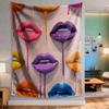 Colorful glossy lips with Digital printing polyester wall tapestry suitable for use in living rooms bedrooms offices bars party