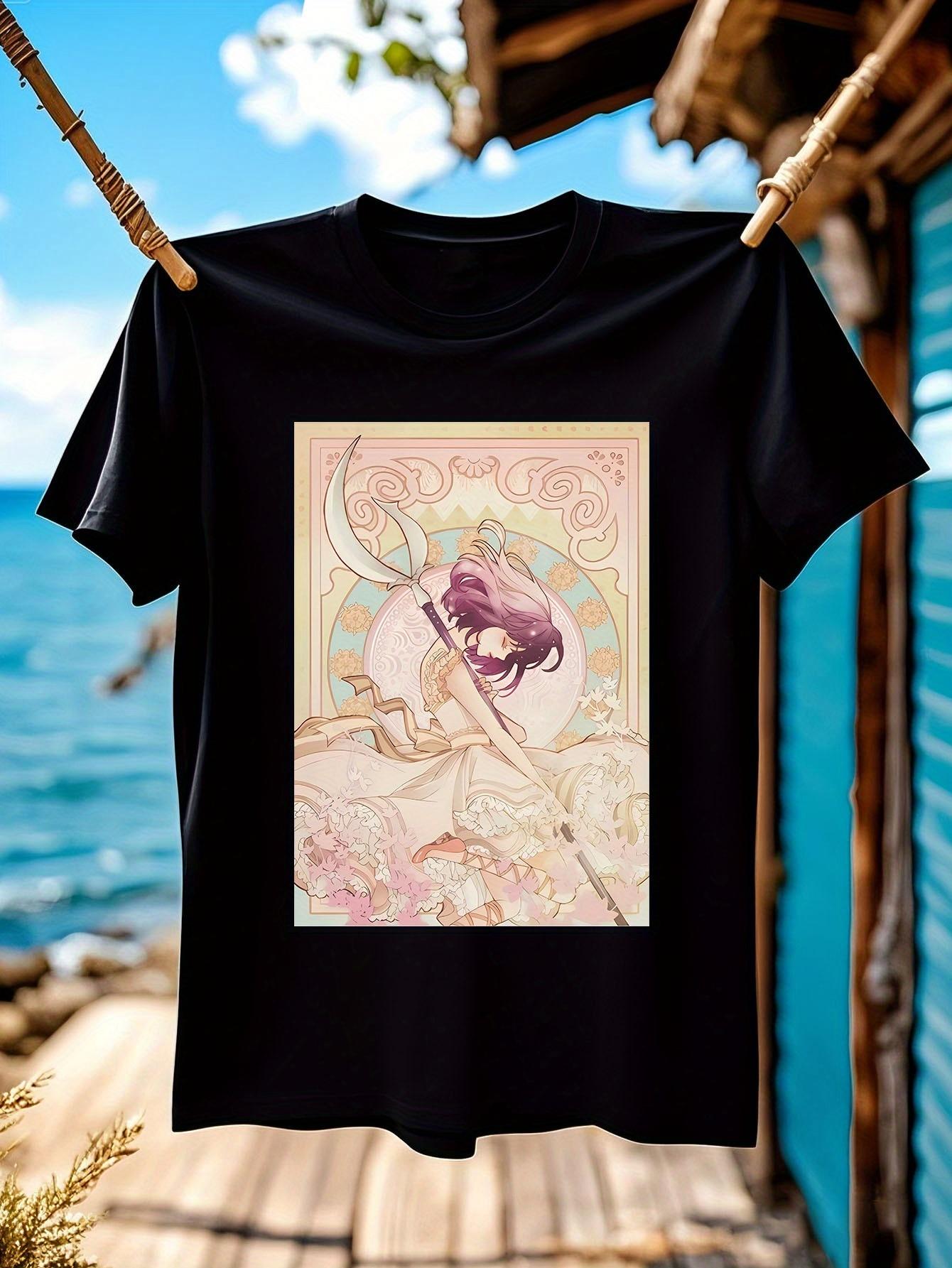 For SATURN Plus Size Casual Short Sleeve Tshirt - Anime S... S разноцветный