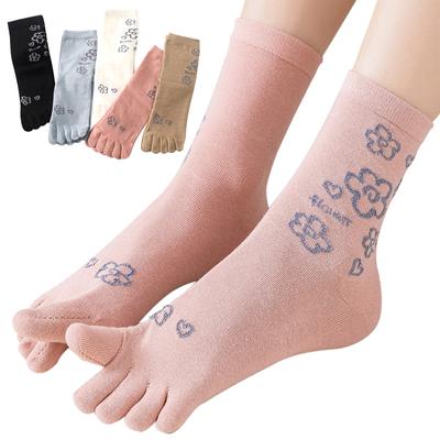 5 Toe Hard To Take 5 Toe Odor One Size Fits Medium Length of 5 Pairs In 5 [MgDa] Women's Socks, Off, Socks, Breathable, Resistant, Most, (K Flower/Set