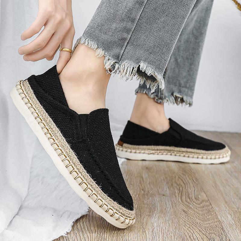 Linen Sewing Men's Casual Shoes Comfy Lightweight Summer Loafers Men Espadrilles Flat Slip-on Driving Shoes Man  Fishermen Shoes
