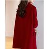 Elegant Women's Red Wool Coat, Winter Fashion with A Slim Fit Silhouette and Premium Quality Fabric