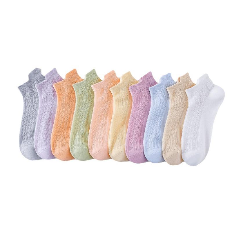 Women's Short Socks, Summer Thin Mesh Breathable Tiel Short Socks, Medium Short Leg, Spring and Autumn Short Shallow Mouth Boat Socks