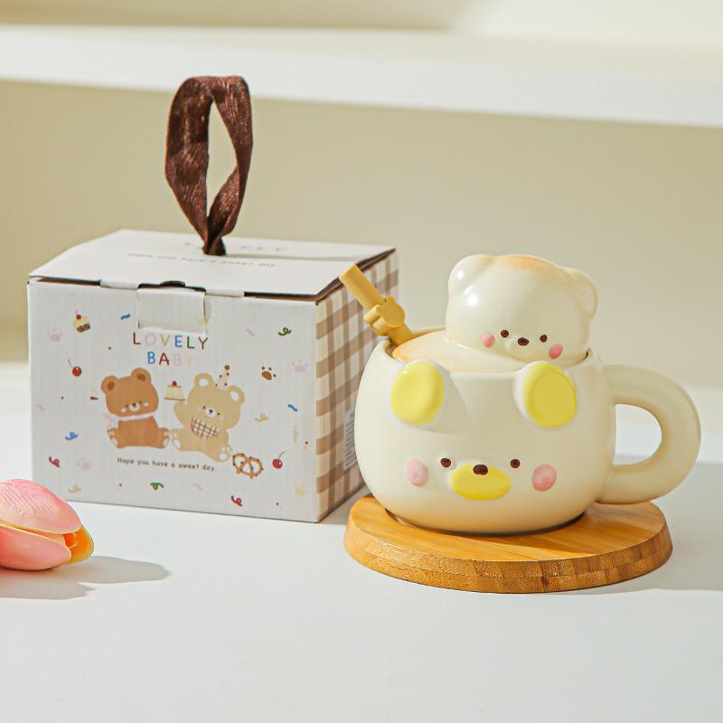 Geburtstagsgeschenk Mädchen süßer Bär Kaffee Wasserbecher ins Stil hoher Wert Keramiktasse Begleitgeschenk