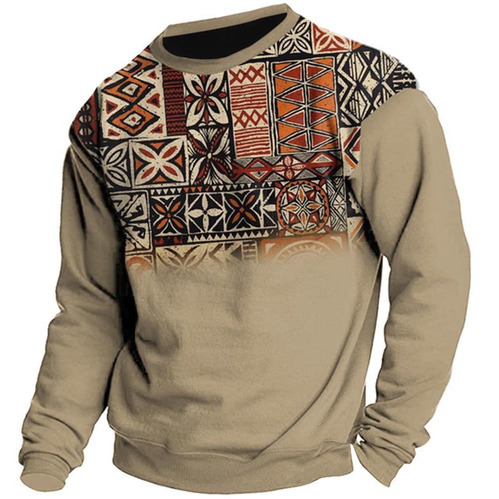 Vintage pánská mikina Kovbojské tričko s grafickým vzorem Etnický styl Potisk Svetr Oversized Muži Oblečení Neformální Top