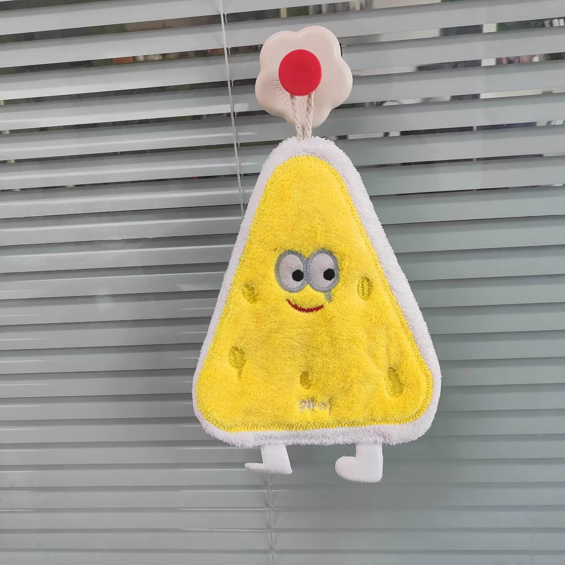 

Cartoon Toast Hand Towel | Hanging Kitchen Baking Series Cloth, Thick Absorbent Bathroom Square Towel for Home Use Convenient 2 pcs