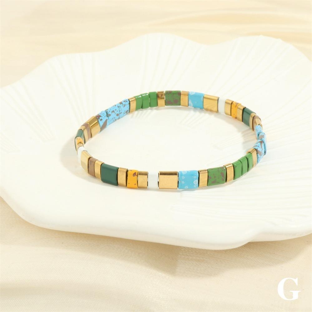 Geometric Type Elastic Bracelet Colorful Stackable Bracelet Fashion Tila Beads Bracelet  Women