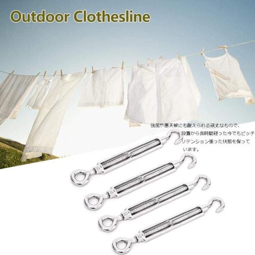 AILENLAN Turnbuckle, Wire Buckle, Hook, M5, Set of 4, Stainless Steel SUS304, Adjustable Tension, Wire Rope Fixing, Rust Prevention, Durability, Struc