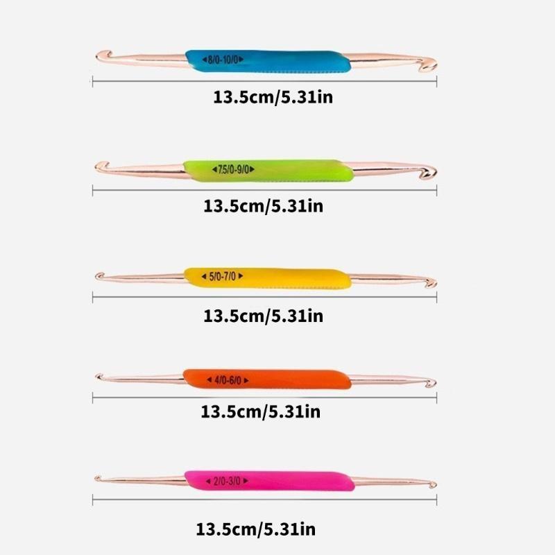 5 Pcs Double Head Crochet Hooks Knitting Needle with Soft Handle Crochet Accessories for Sewing