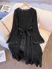 Plus Size Women's French Lace Dress, Long Sleeve, Waist-Cinched, Elegant and Slimming, Fits 130-300 Jin