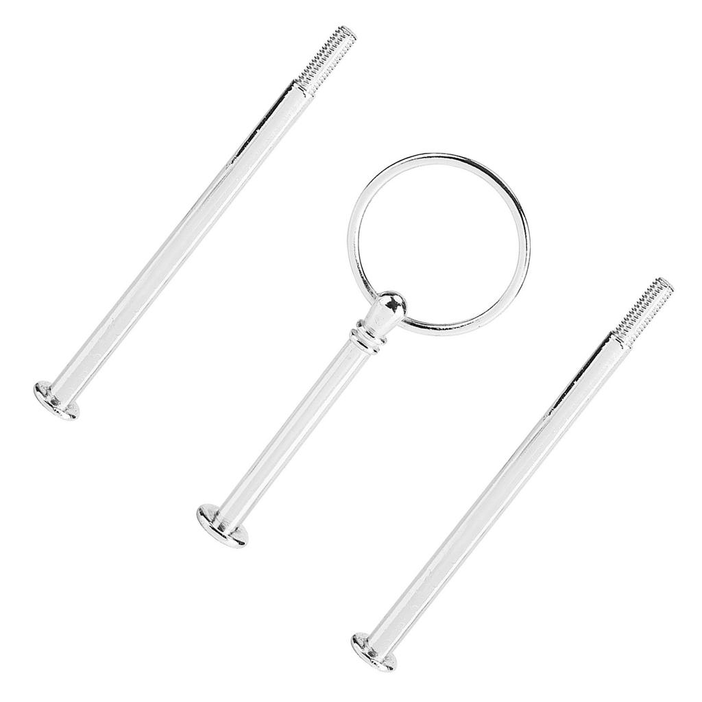 Multi Tiers Cake Tray Stand Handle Fruit Plate Hardware Fitting Holder(3-tiers Round Silver)