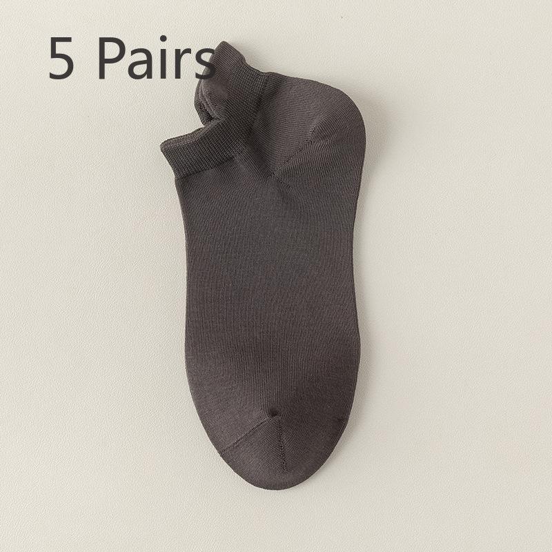 

5 пар мужских весенне-летних носков из чистого хлопка для спорта, приподнимающих уши, антипиллинговых, впитывающих пот, дышащих, дезодорирующих 5 Pairs темно серый