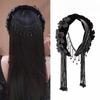 Korean Style Braid Flower Hair Hoop Exquisite Rhinestone Wide Hair Band Shiny with Tassel Party Celebration Tiara Holiday Decor