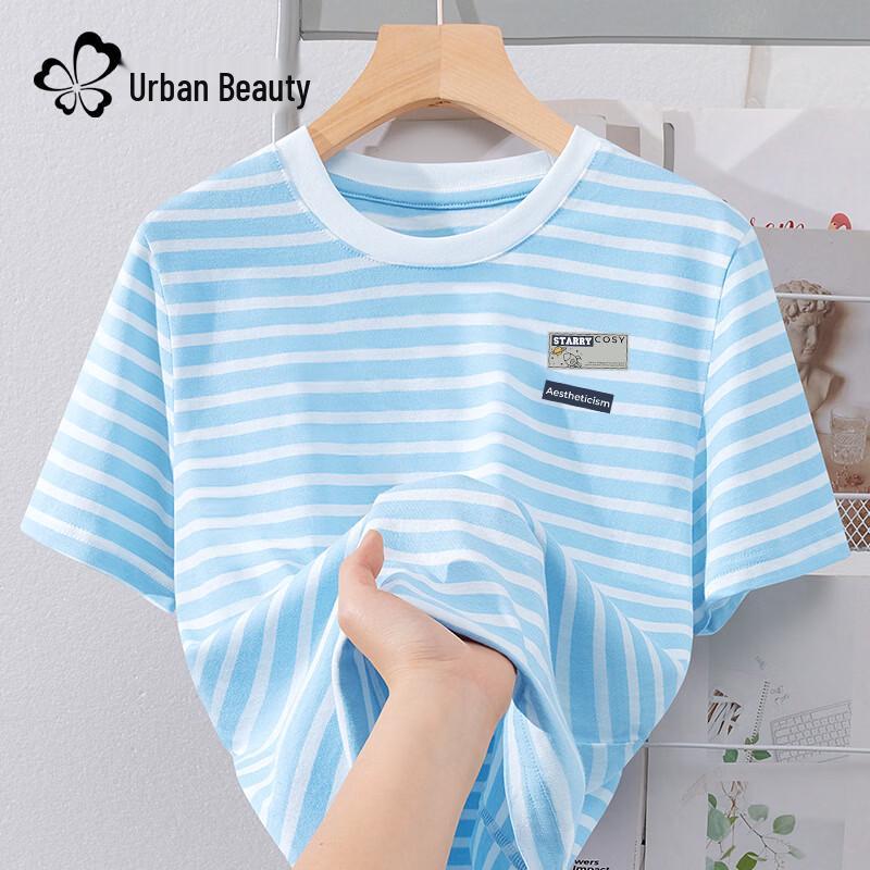 Women s Loose Fit Striped Cotton T-Shirt L
