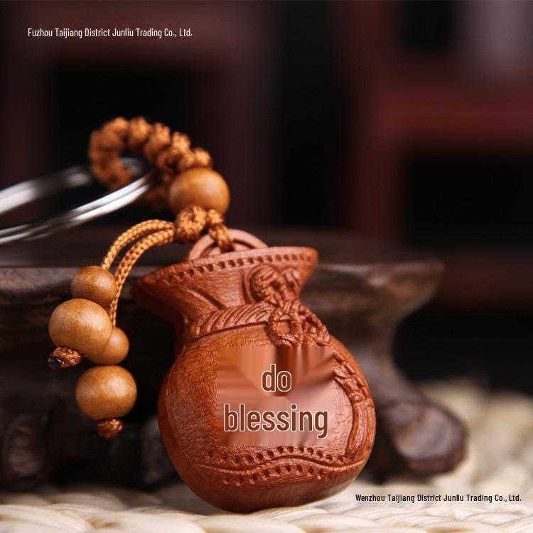 Peach Wood Qi Nan Car Keychain Pendant - Safe Trip Gift for Women