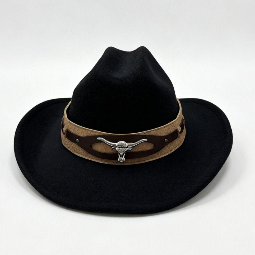 Bull Skull Fedora Hat Dress Up Jazz Top Hat Classic Western Cowboy Hat Disco Party