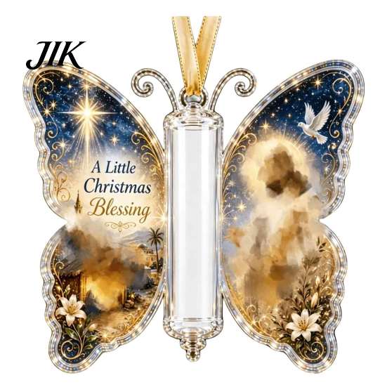 Holiday Party Supplies Christmas Cash Gift Ornament, Acrylic Butterfly Money Holder with Built?in Present Clear Compartment, Hanging Ornament