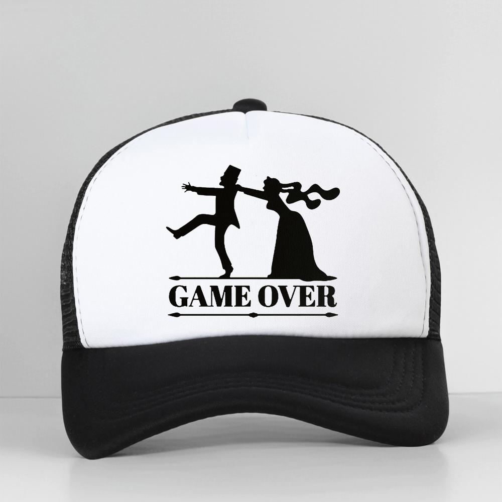 Game Over Bride Groom Bachelor Party Baseball Cap Casual Funny Men Summer Breathable Mesh Trucker Dad Hat Casquette
