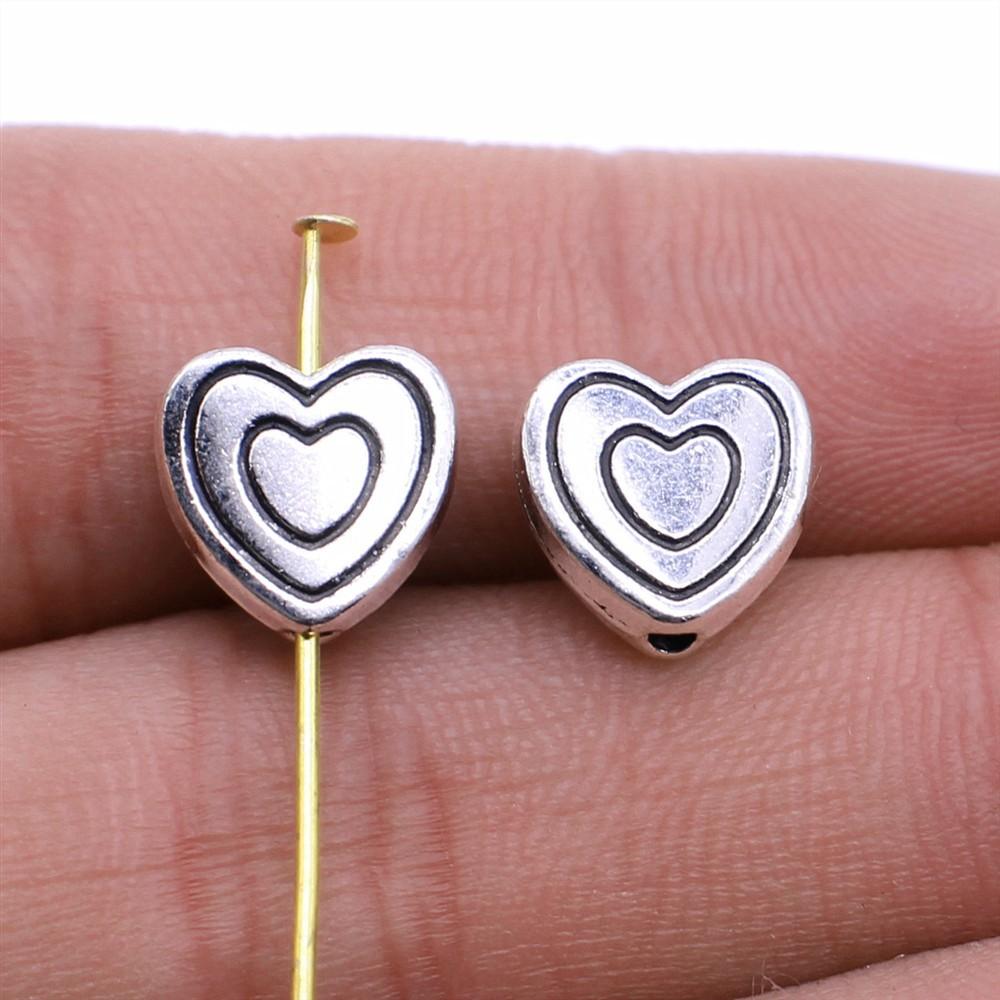 10pcs Heart Charms For Jewelry Making Antique Bronze Silver Color DIY Crafts Making Findings Handmade Tibetan Jewelry