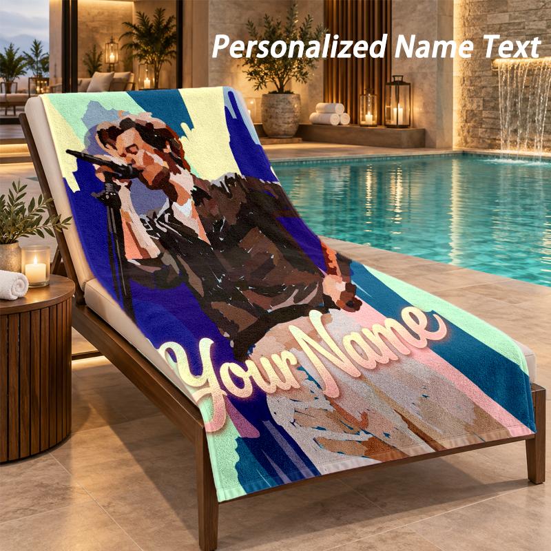Harry Styles Custom Name Beach Towel Large Soft Towel for Indoor Bathroom Outdoor Beach