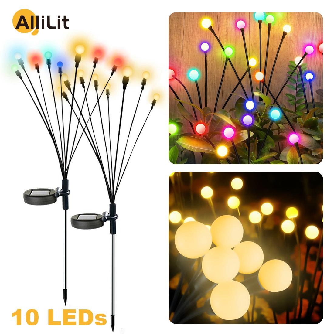 

AlliLit Solar Firefly Lights 6/8/10 Светодиодный садовый газон Открытый водонепроницаемый звездообразный качающийся светильник для внутреннего дворика