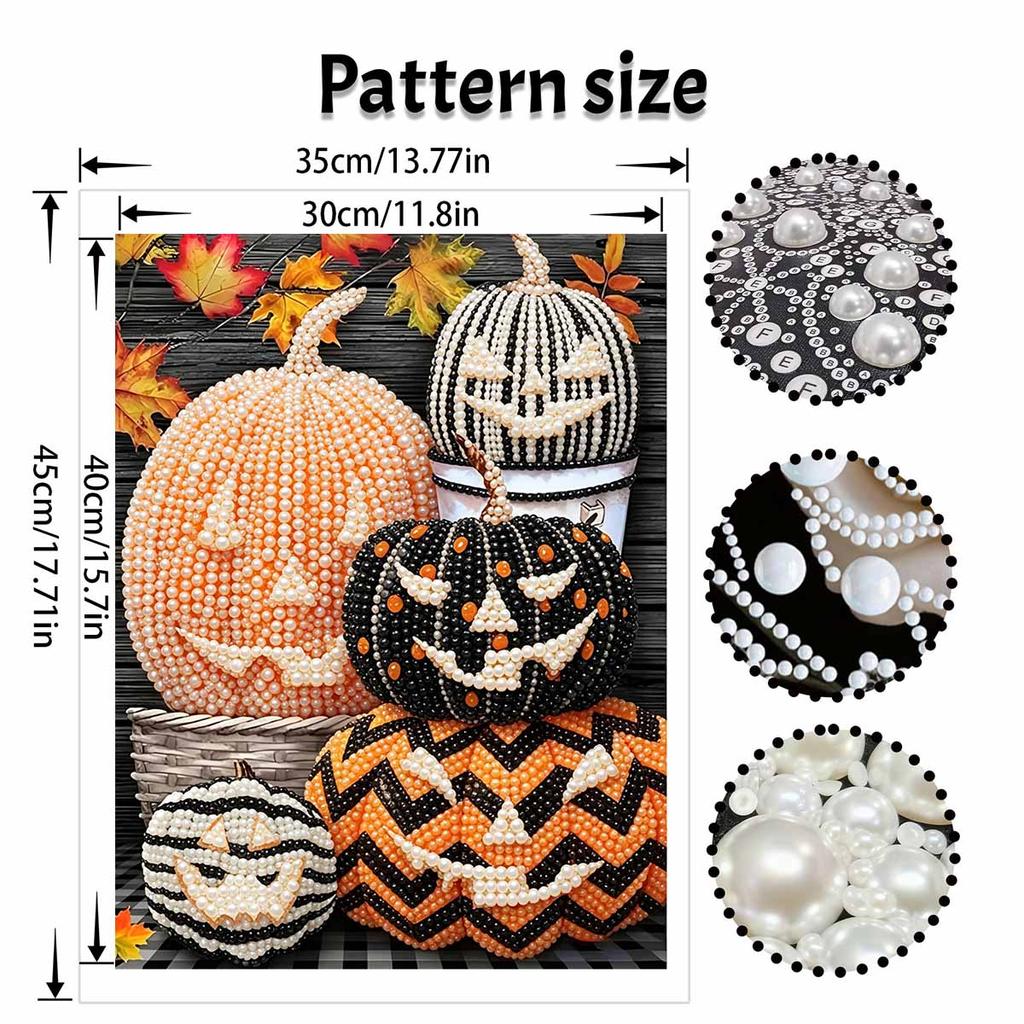 Halloween Pearl Pumpkin Painting Art Full Pearl Handmade Diy Home Decorations