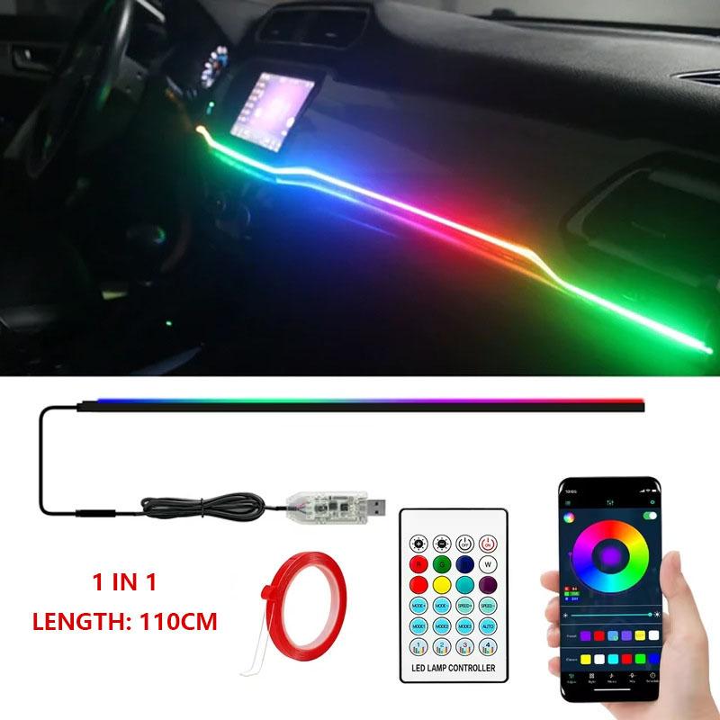 USB LED Car Ambient Lights App Remote Control Neon Light RGB Car Interior Decoration Acrylic Strips Atmosphere Lamp 64 Colors