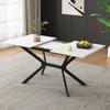 White Extendable Dining Table 120/160*80cm, Table Legs Made of Black Metal, White Rectangular Dining Table, Suitable for Four To Six People