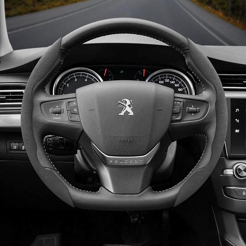 bpzsw1 Suitable for Peugeot Anti-Slip Buckle Segmented Suede Steering Wheel Cover Suitable for 206 208 3008 308 207 307 2008 508 5008 407 107 Partner