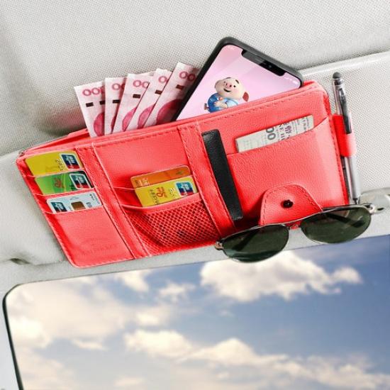 Car Front Sun Visor Organizer Pouch Bag Pocket Card Storage Holder Accessories*