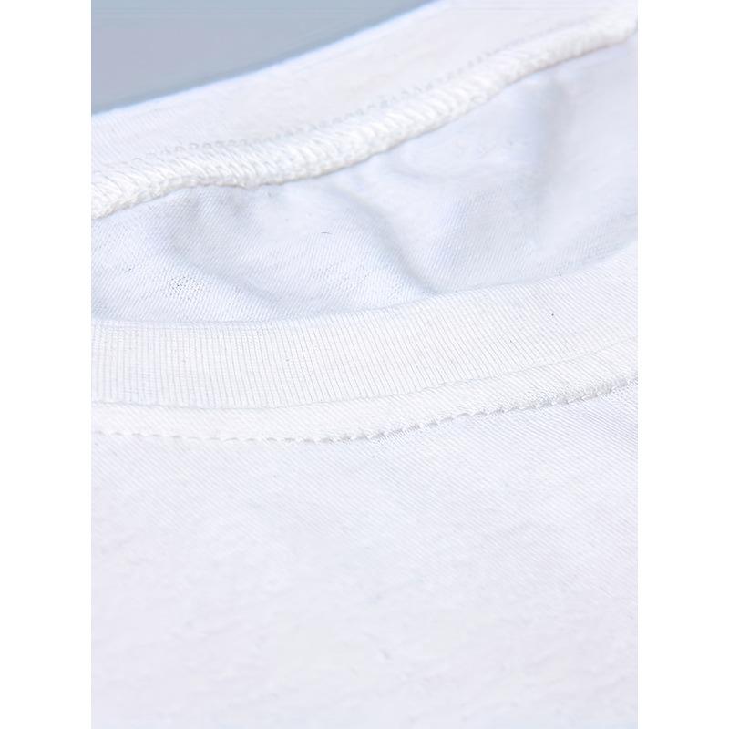 European Size Women's Paris Tower Print White T-Shirt, Round Neck Short Sleeve, Spring/Summer Women's Clothing