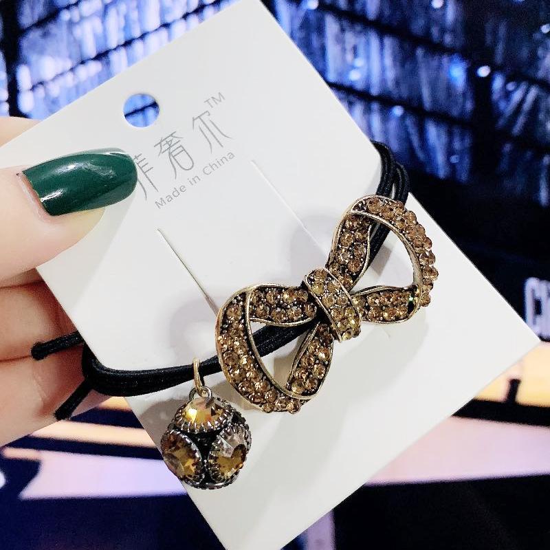 Korean Elegant Rhinestone Flower Scrunchies Women Girls Elastic Hair Rubber Bands Accessories Tie Hair Ring Rope Headwear