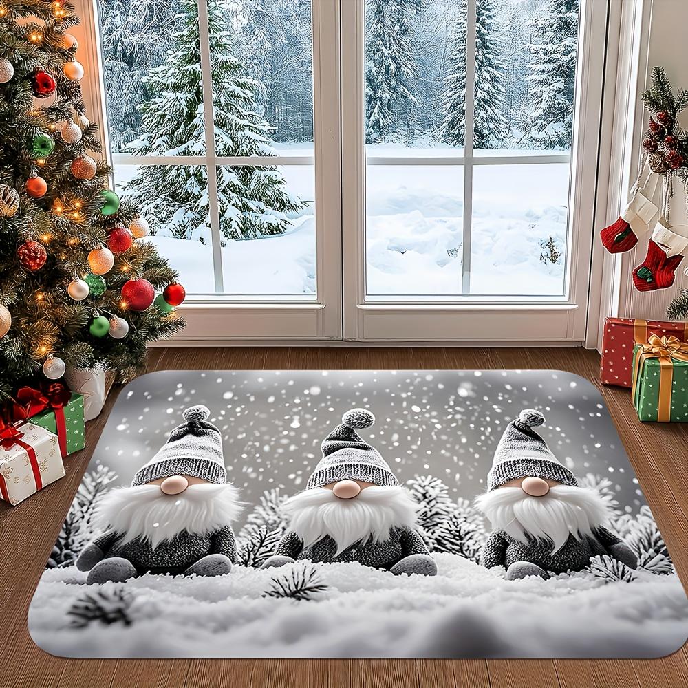 1 pieza Felpudo de Enano con Escena de Nieve Invernal, Alfombrilla Antideslizante para el Suelo, Adecuado para Sala de Estar, Dormitorio, Baño, Decoración de Casa de Vacaciones