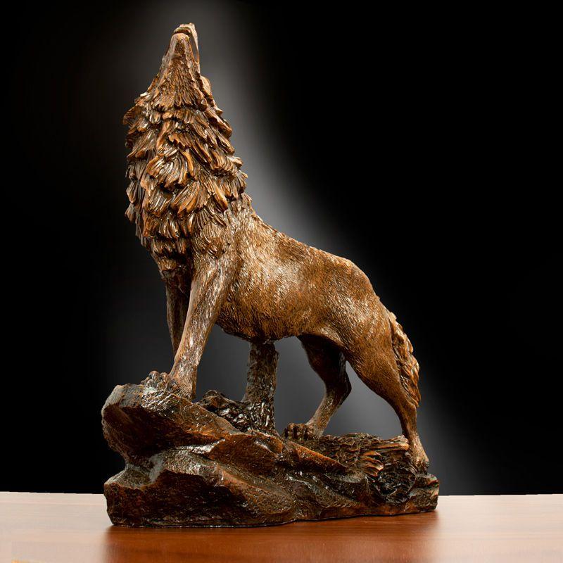 Chinese Style Carved Wolf Ornaments Handicrafts Home Decor Living Room TV Wine Cabinet Foyer Office Decoration