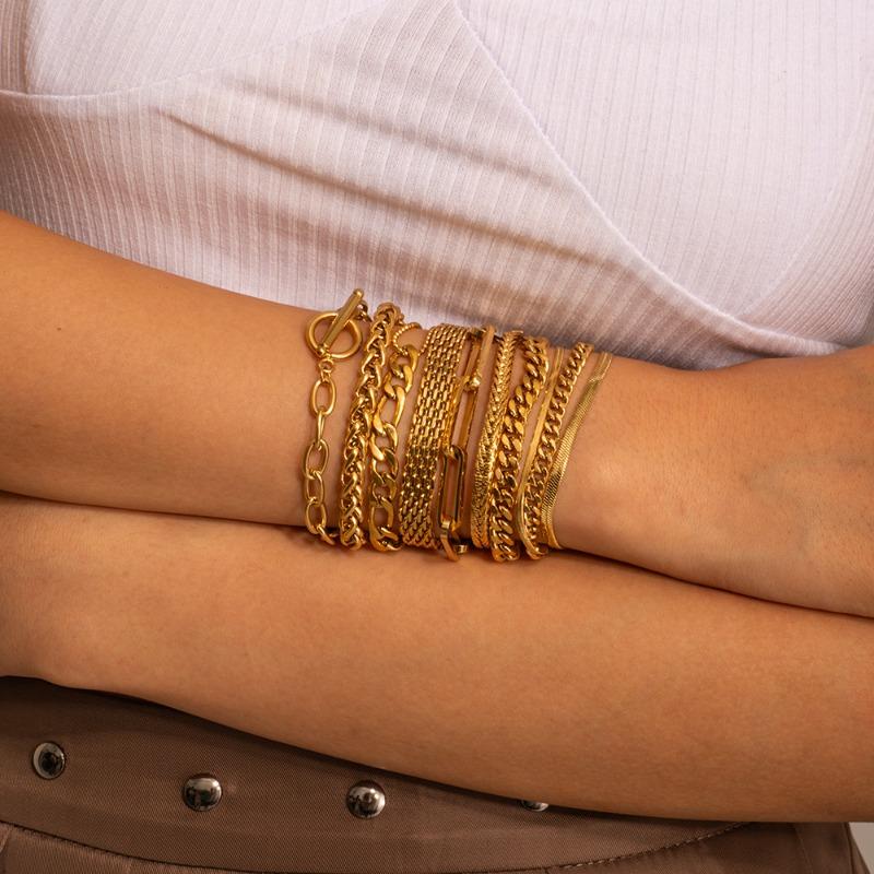 Stainless Steel Cuban Bracelet - High-end Accessory - Electroplated Titanium Steel Bracelet - Women's Accessory