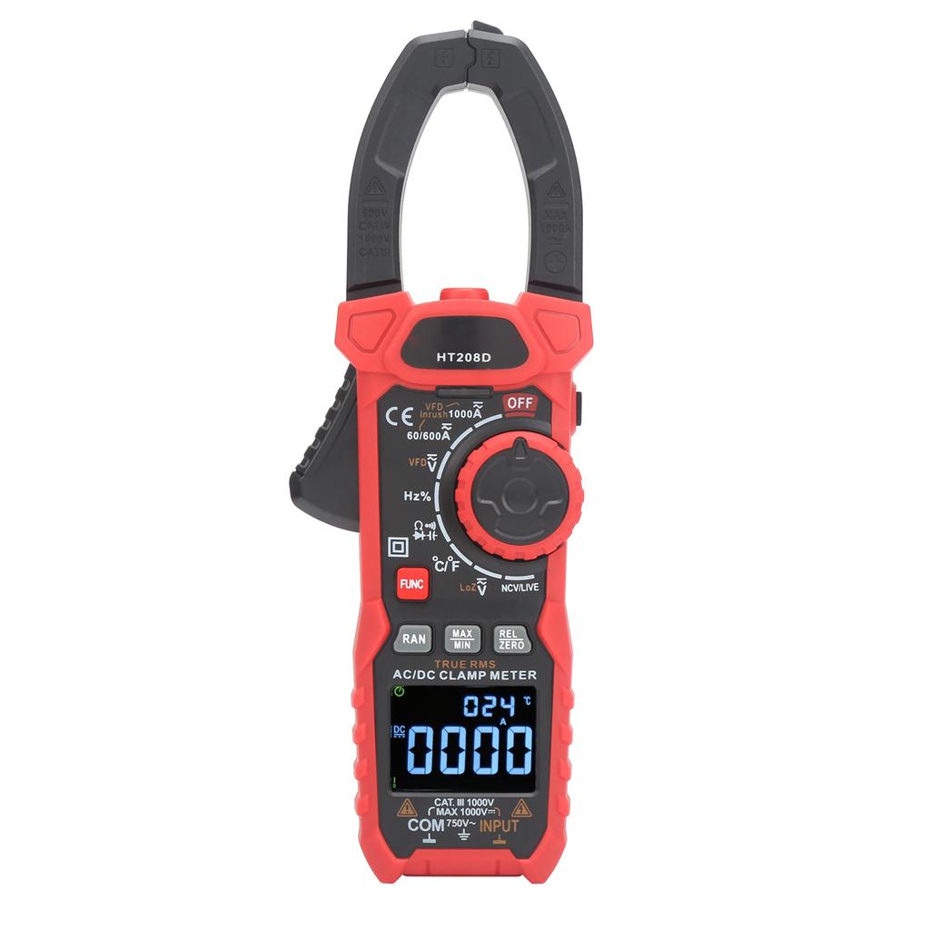 HT208D Digital Clamp Meter AC DC Voltage Current NCV Tester Multimeter 6000 Counts