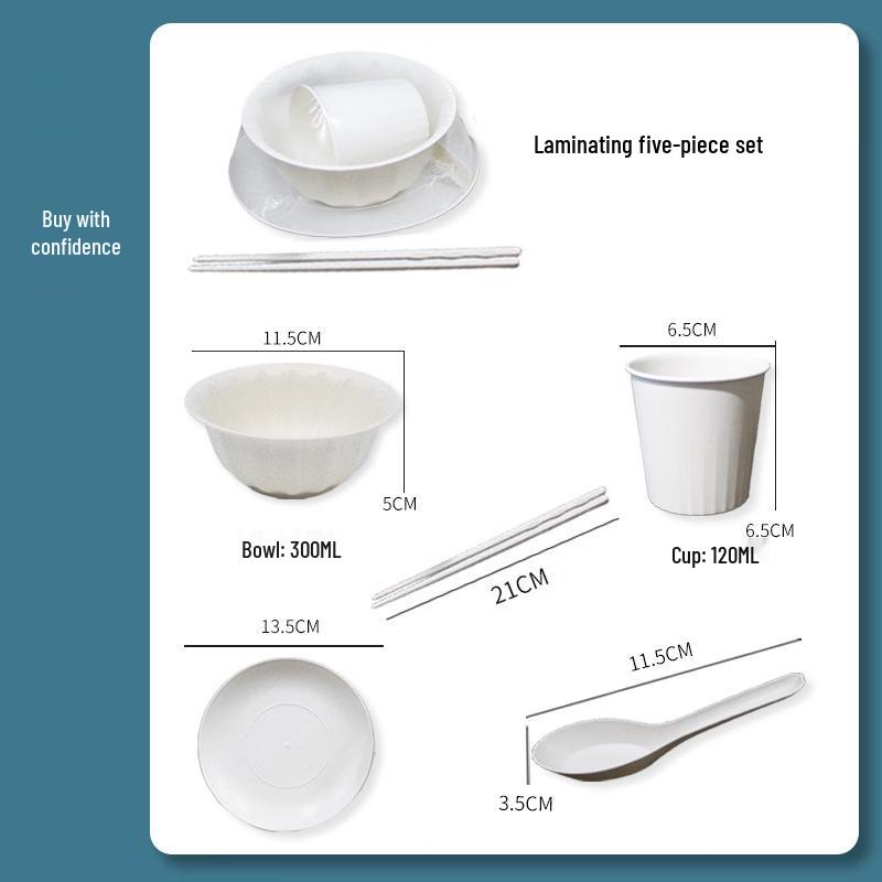 Qie e Tuan Tuan Rice Husk Disposable Tableware Set