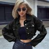 Dameskleding, Casual Jasje, Veelzijdig, Kort, Modieus, Denim Kort Jasje