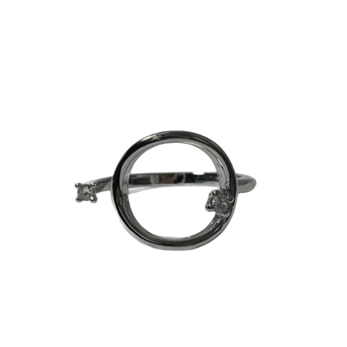 Korean Style Fashionable Rhinestone Geometric Open Ring платиновый