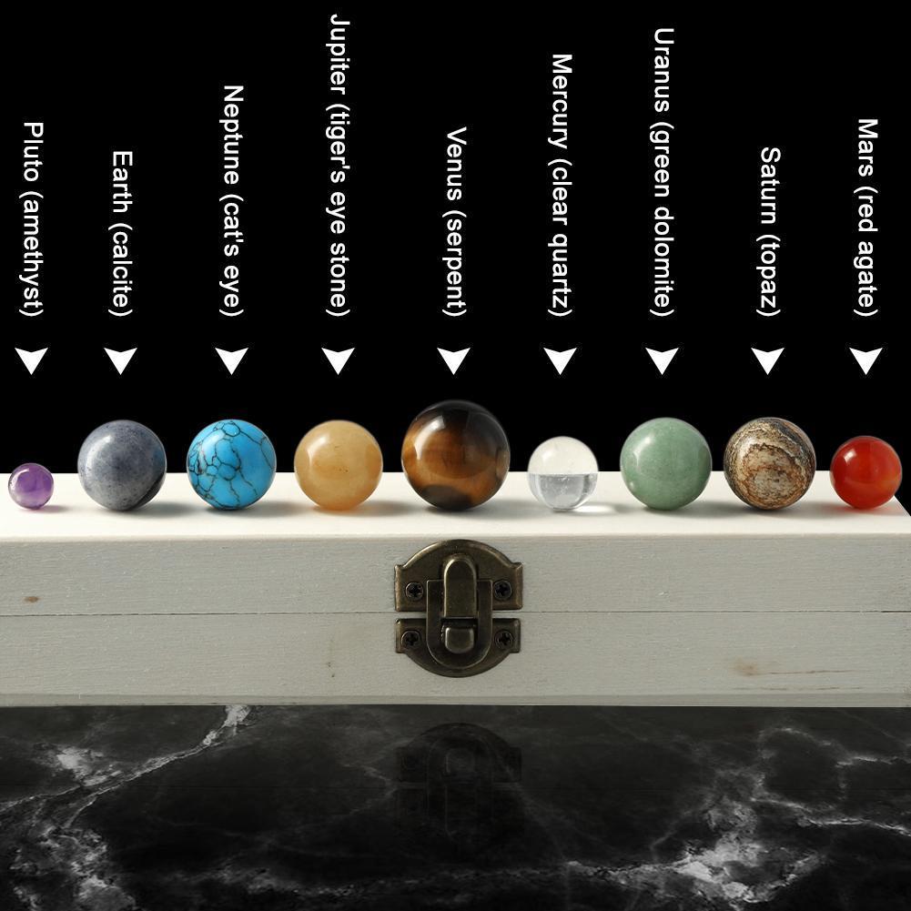 9 Planets Gift Box Natural Crystal Ball Ore Specimen Galaxy Quartz System Stone Solar Memor Astronomy Gift Model Line Colle W7R4