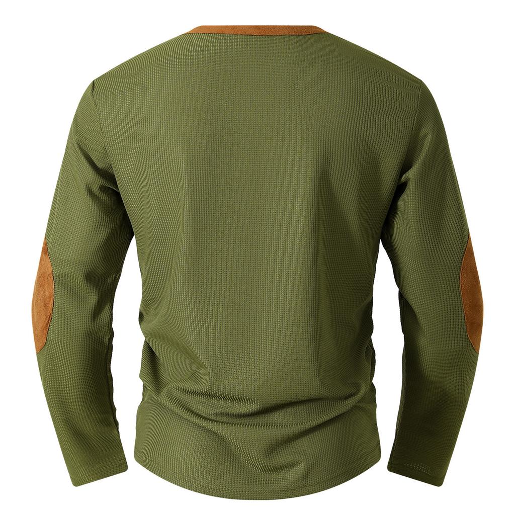 Men's Casual Long-sleeved Sports Shirt With Stand-up Collar And -textured Base Layer Shirt